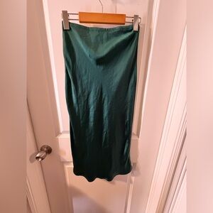 Green midi slip skirt